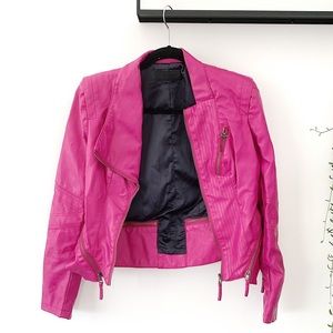 Blank NYC Fuchsia Faux Leather Moto Jacket